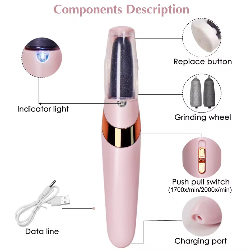 Appareil Électrique Anti-Callosités Rechargeable – Soin Professionnel des Pieds (Lime humide & sèche)