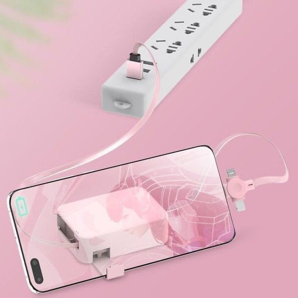 ⚡ Câble 3 en 1 Rétractable avec Support Téléphone – Charge Rapide 3A